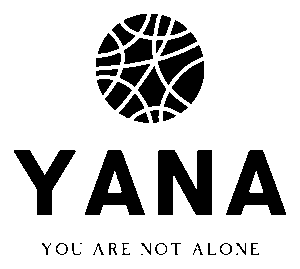 YANA Logo mit schwarzem Kreis, darunter Schriftzug: "You Are Not Alone" - steht für würdevolle Bestattungen bundesweit.