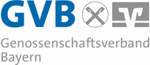 GVB-Logo mit blau-grauer Aufschrift "Genossenschaftsverband Bayern", Symbol für Gemeinschaft und faire Bestattungen.